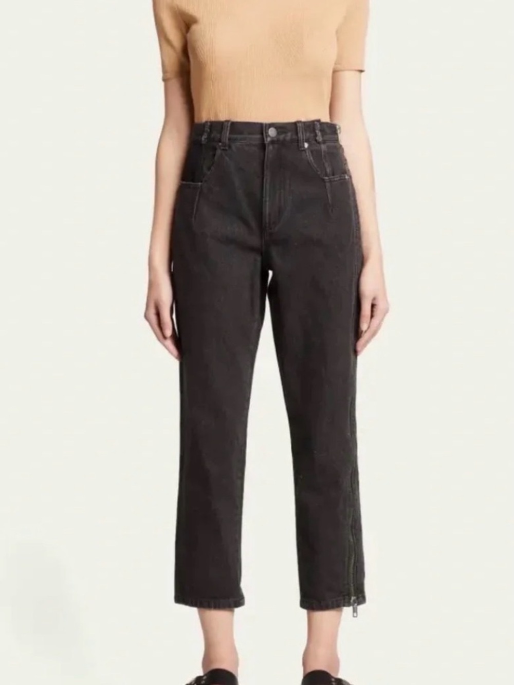 $395 NWT 3.1 Phillip Lim Women's Black High-Rise Zip Detail Jeans Pants Size 4